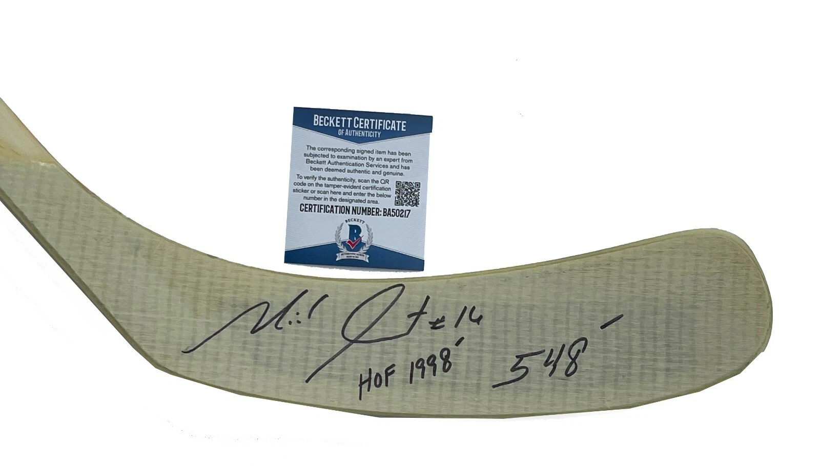 Michel Goulet Signed & Inscribed Quebec Nordiques Stick Beckett COA
