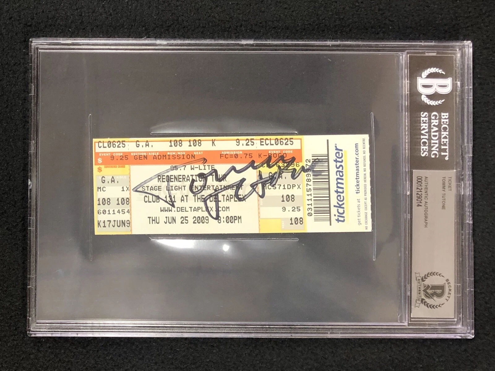 Tommy Tutone Signed Full Concert Ticket BAS Authenticated
