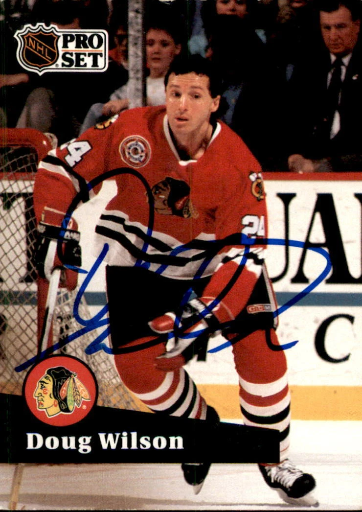 Doug Wilson Signed 1991/92 Pro Set French Card #52 Chicago Blackhawks

