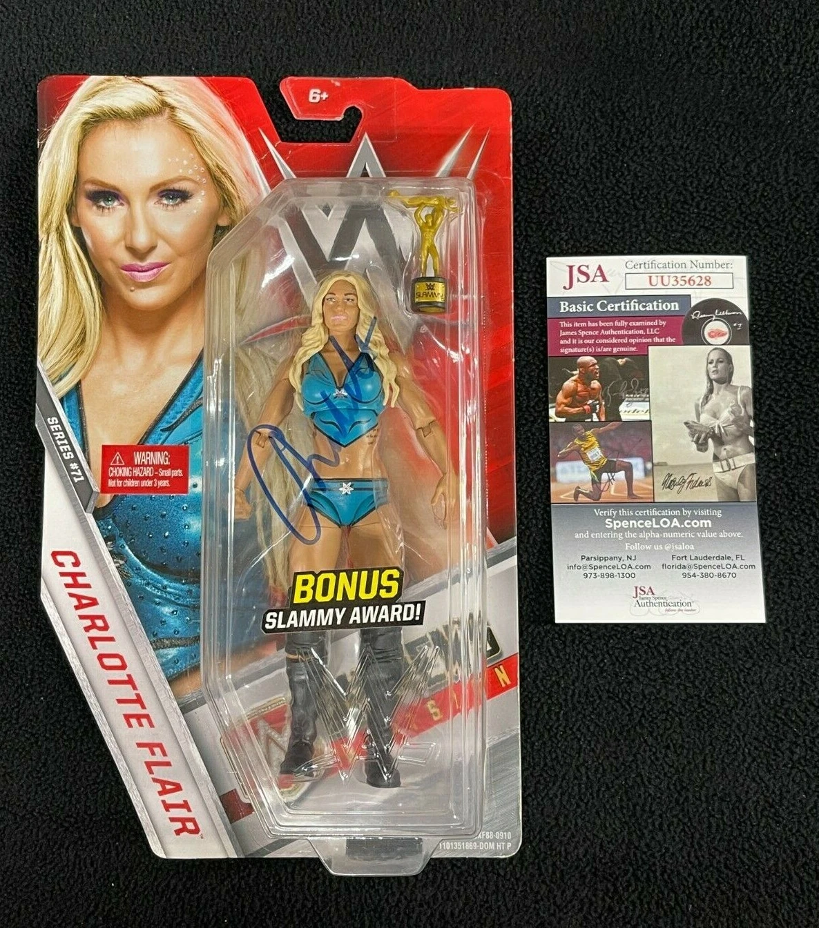 Charlotte Flair Signed & Inscribed WWE Slammy Award Action Figure JSA COA
