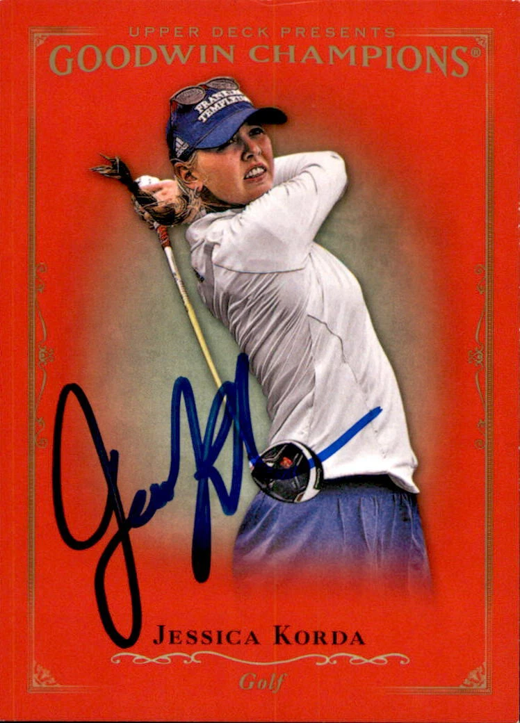 Jessica Korda Signed 2016 UD Goodwin Champions Royal Red Golf Card #33 LPGA
