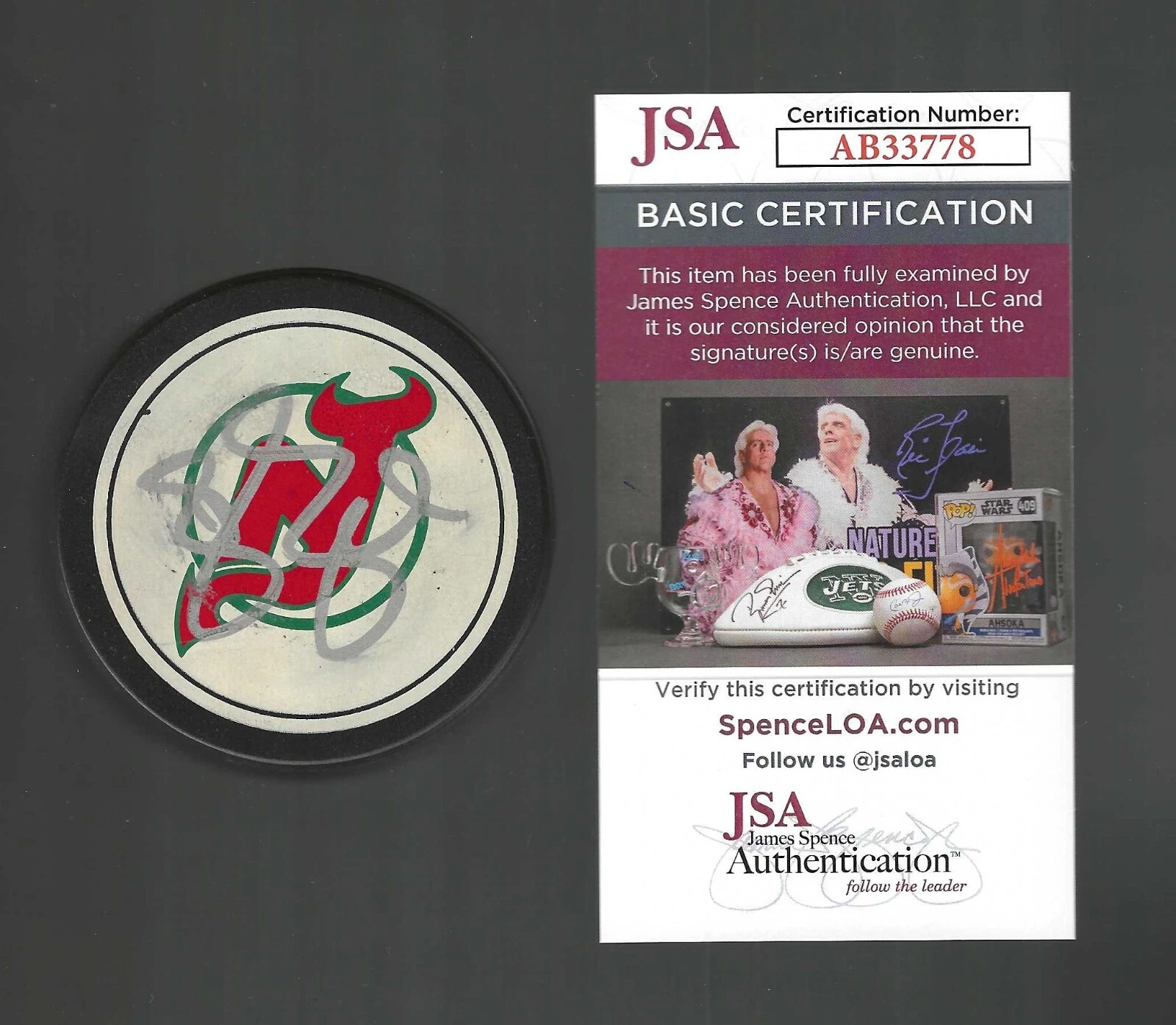 Brendan Shanahan Signed New Jersey Devils Trench Official Game Puck JSA COA
