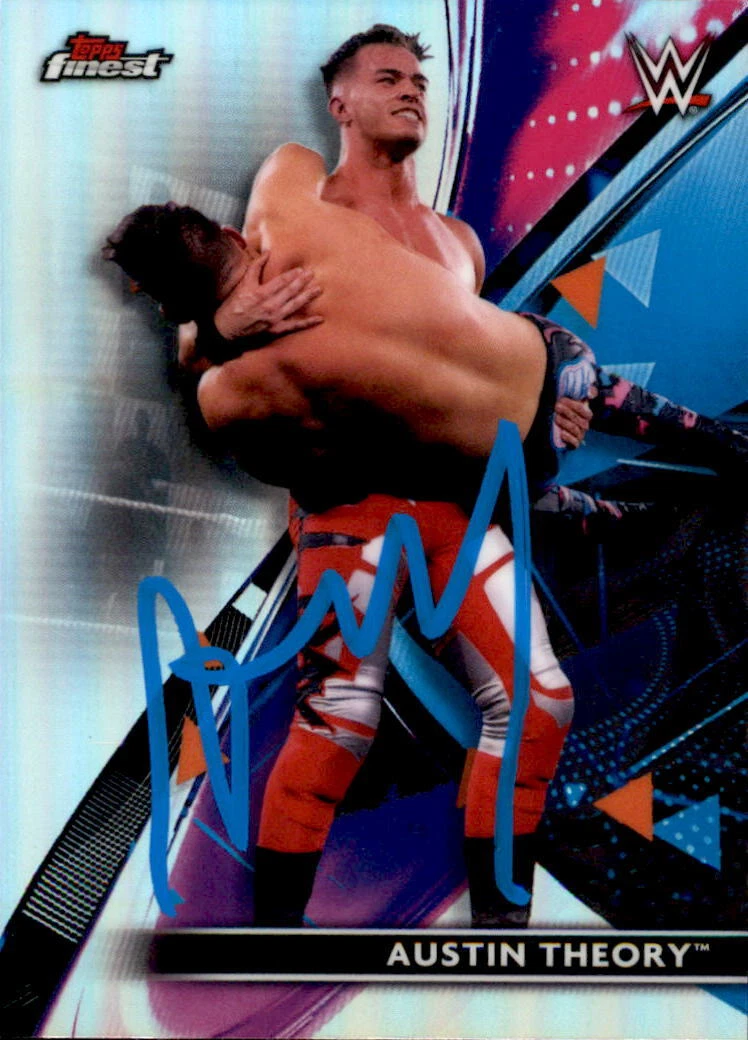 Austin Theory Signed 2021 Topps Finest WWE NXT Refractor Card #77
