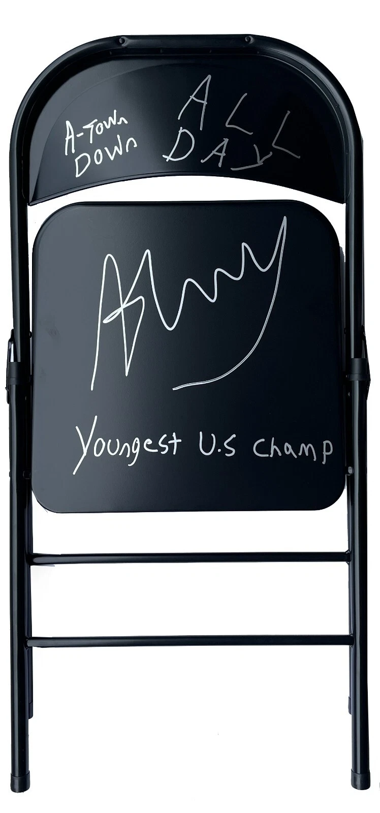 Austin Theory Signed & Triple-Inscribed Steel Chair WWE RAW NXT JSA Witness COA
