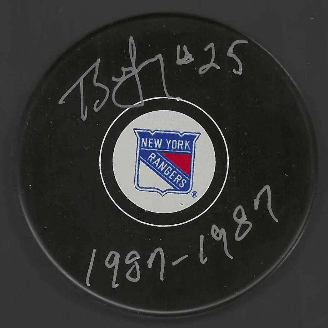 Tony McKegney Signed & Inscribed New York Rangers Puck
