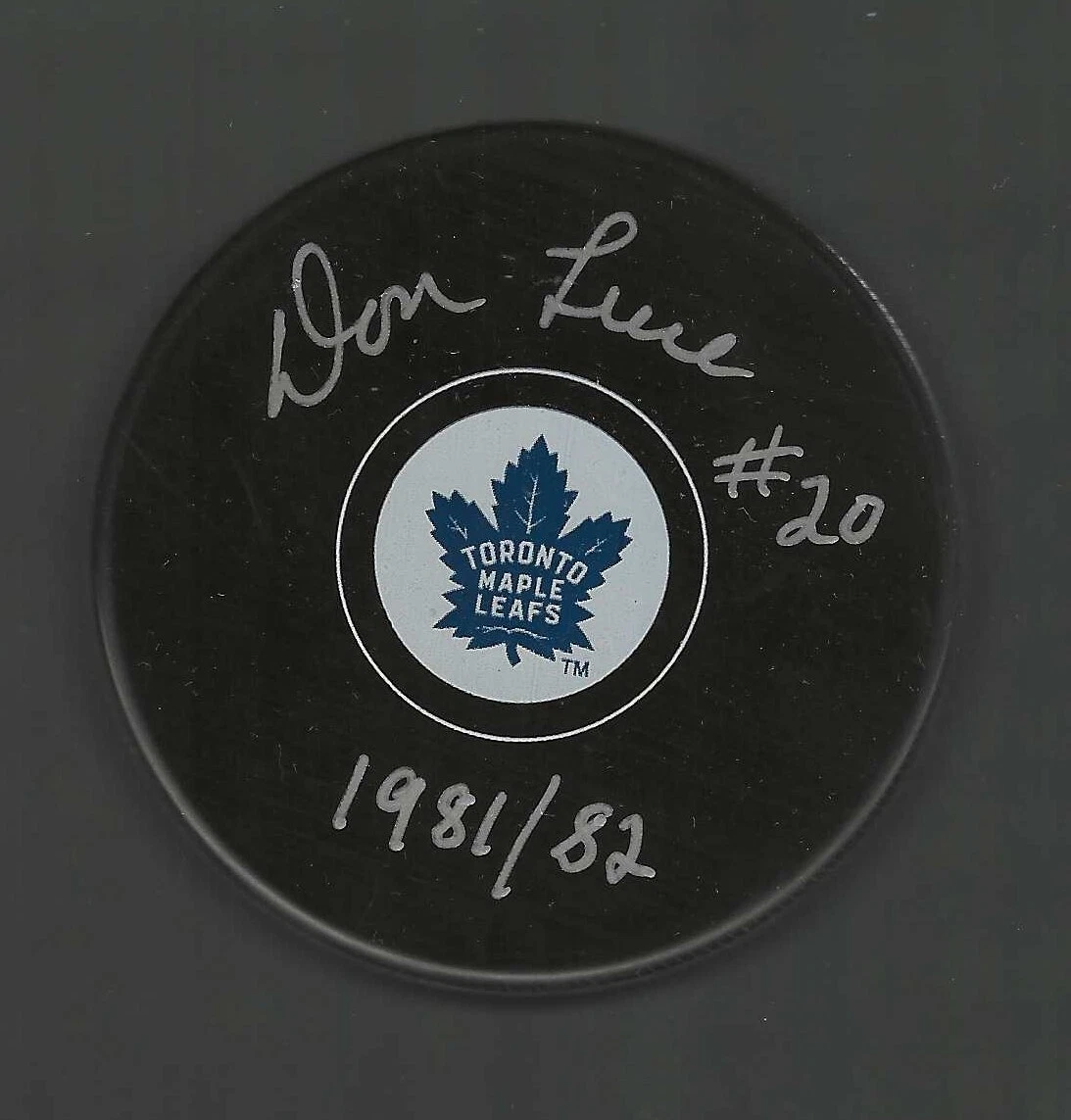 Don Luce Signed & Inscribed Toronto Maple Leafs Puck
