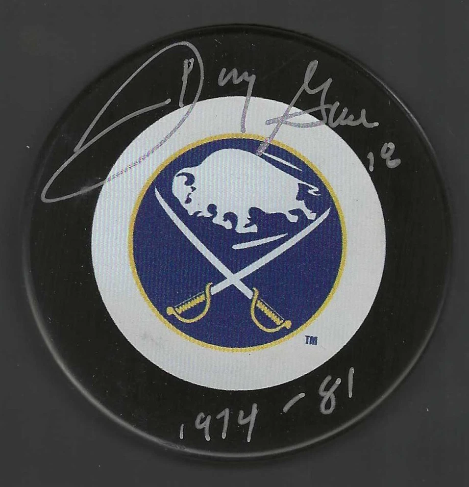 Danny Gare Signed & Inscribed Buffalo Sabres Puck
