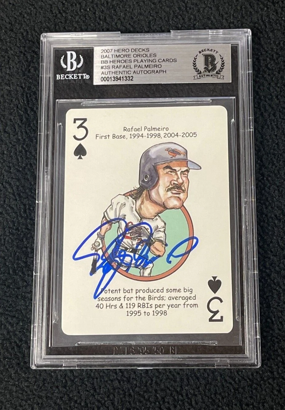 Rafael Palmeiro Signed 2007 Baltimore Orioles Hero Decks Card Beckett Certified
