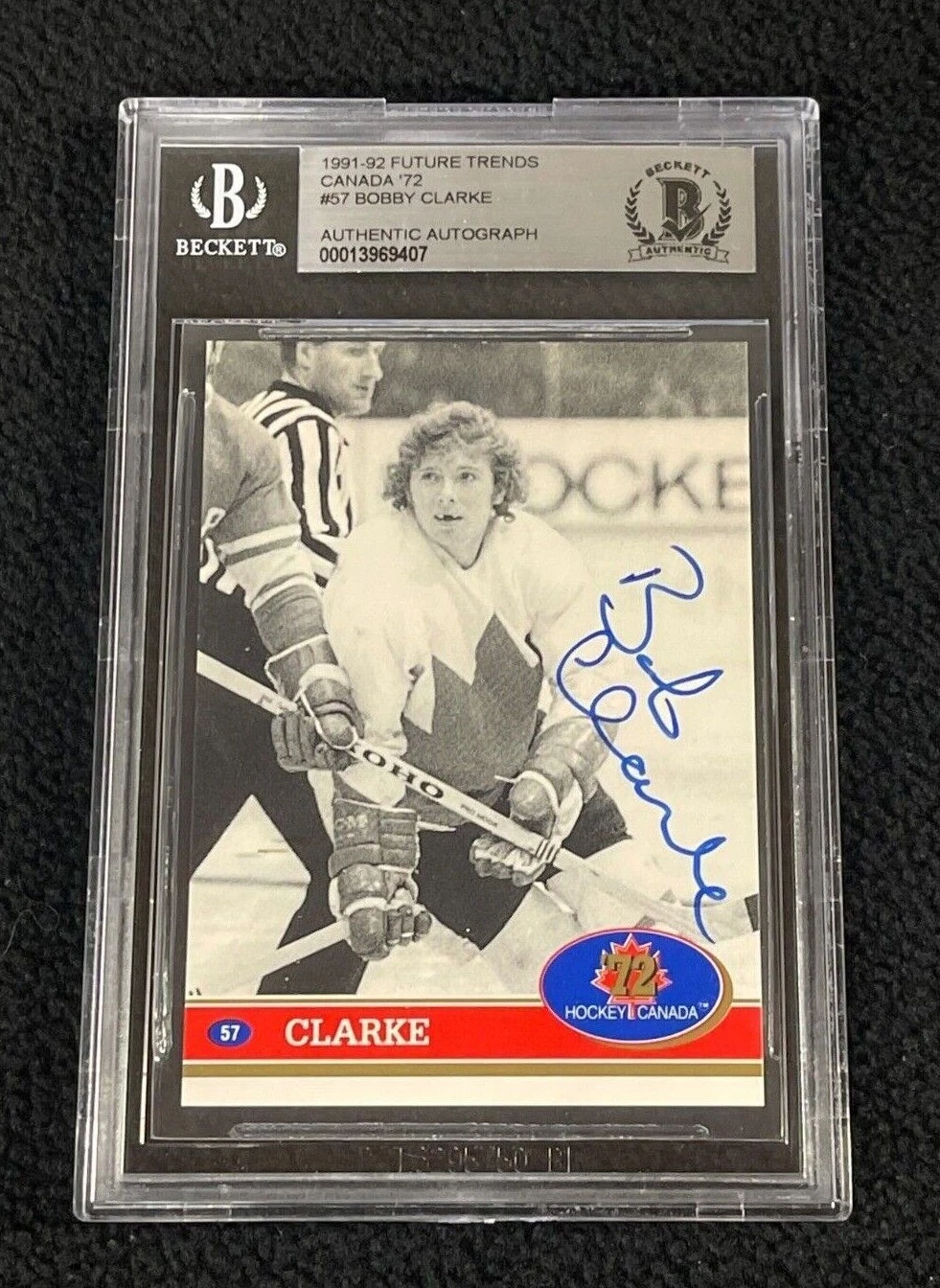 Bobby Clarke Signed 1991/92 Future Trends Canada '72 Card #57 Beckett Certified
