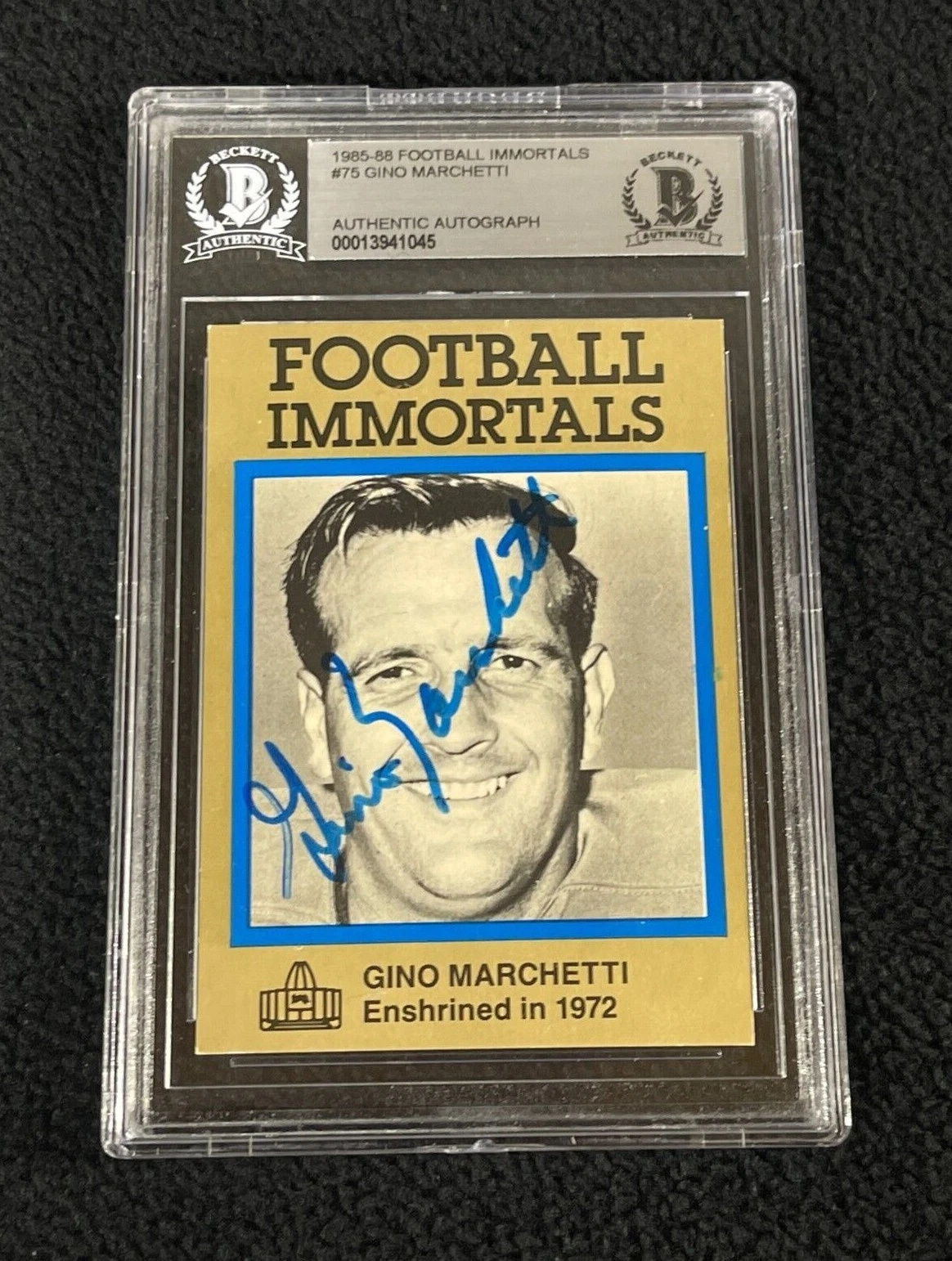 Gino Marchetti Signed 1985/88 Football Immortals Card Beckett Certified Colts
