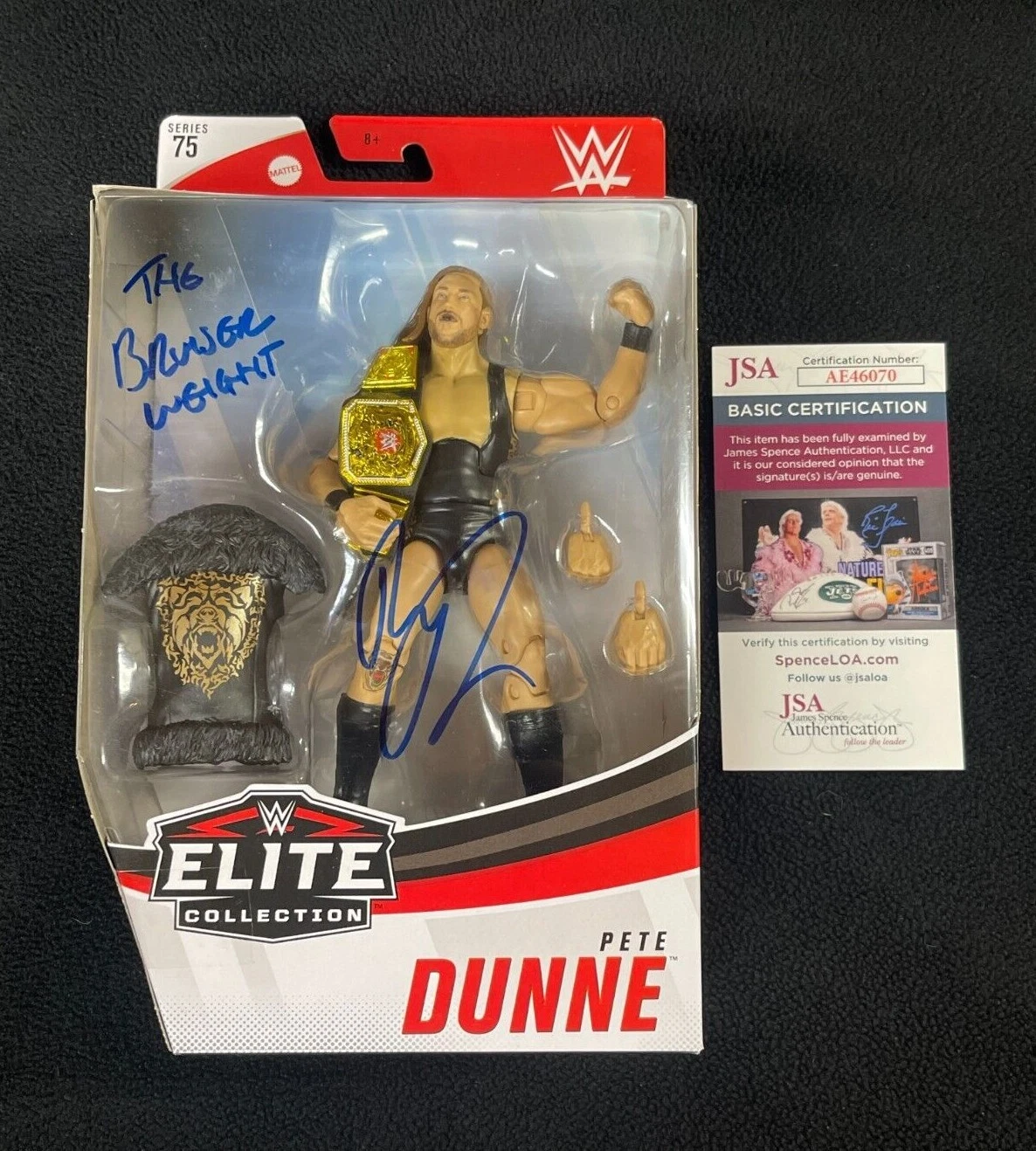 Pete Dunne Signed & Inscribed Bruiserweight WWE Elite Action Figure JSA COA
