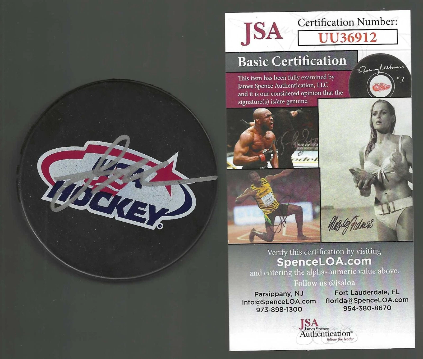 Logan Cooley Signed USA Hockey Souvenir Puck Arizona Coyotes JSA COA
