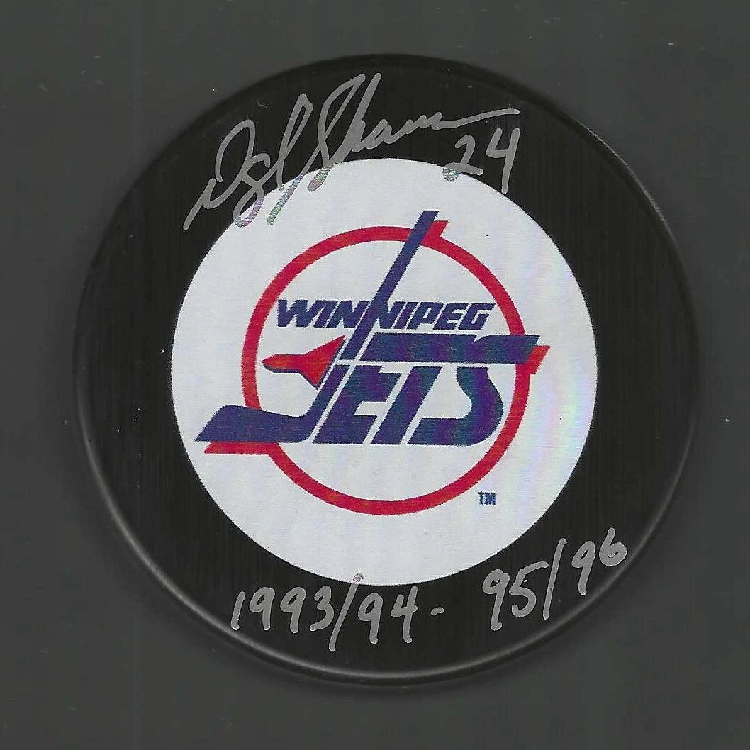 Darryl Shannon Signed & Inscribed Winnipeg Jets Puck

