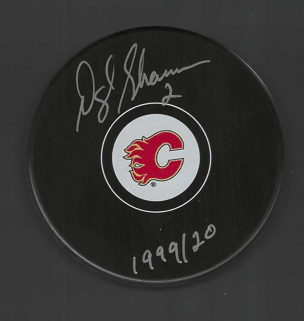 Darryl Shannon Signed & Inscribed Calgary Flames Puck
