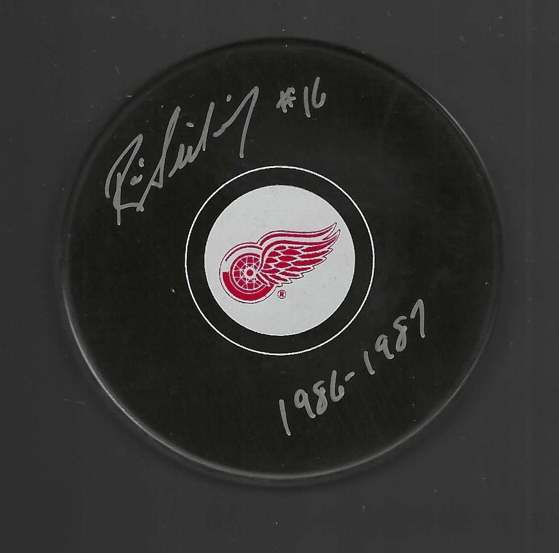 Rick Seiling Signed & Inscribed Detroit Red Wings Puck
