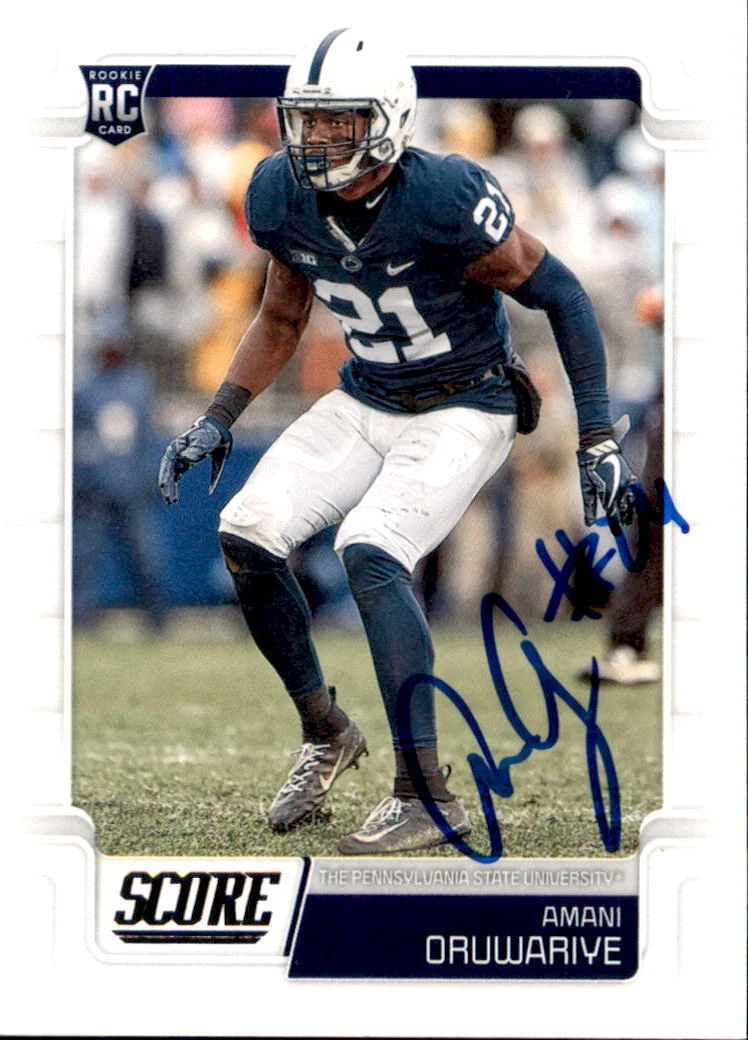 Amani Oruwariye Signed 2019 Score Rookie Card #432 Penn State New York Giants NY
