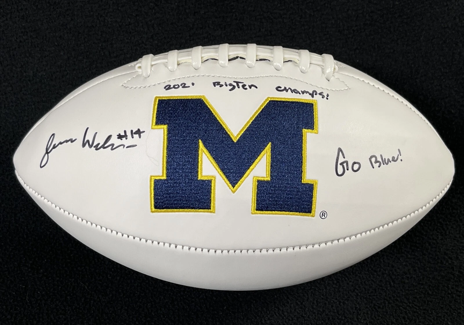 Roman Wilson Signed 2021 Big 10 Champs Michigan Wolverines Football JSA COA
