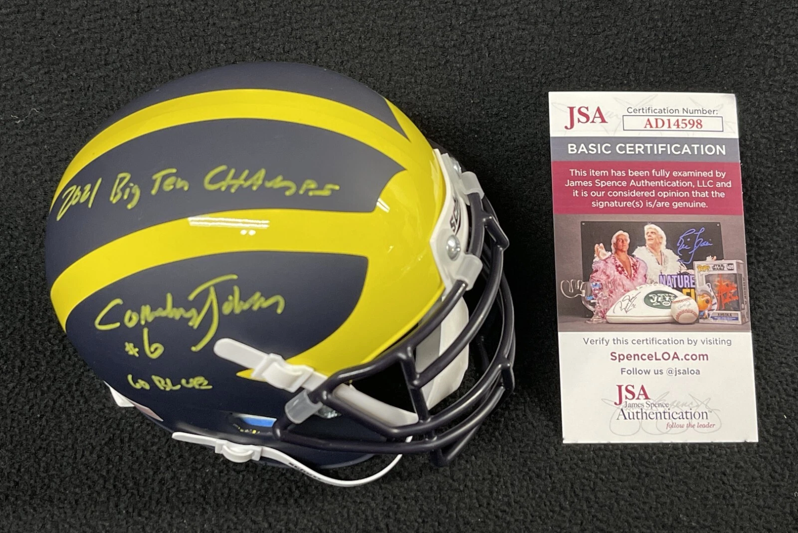 Cornelius Johnson Full Signed Inscribed Michigan Wolverines Mini Helmet JSA COA

