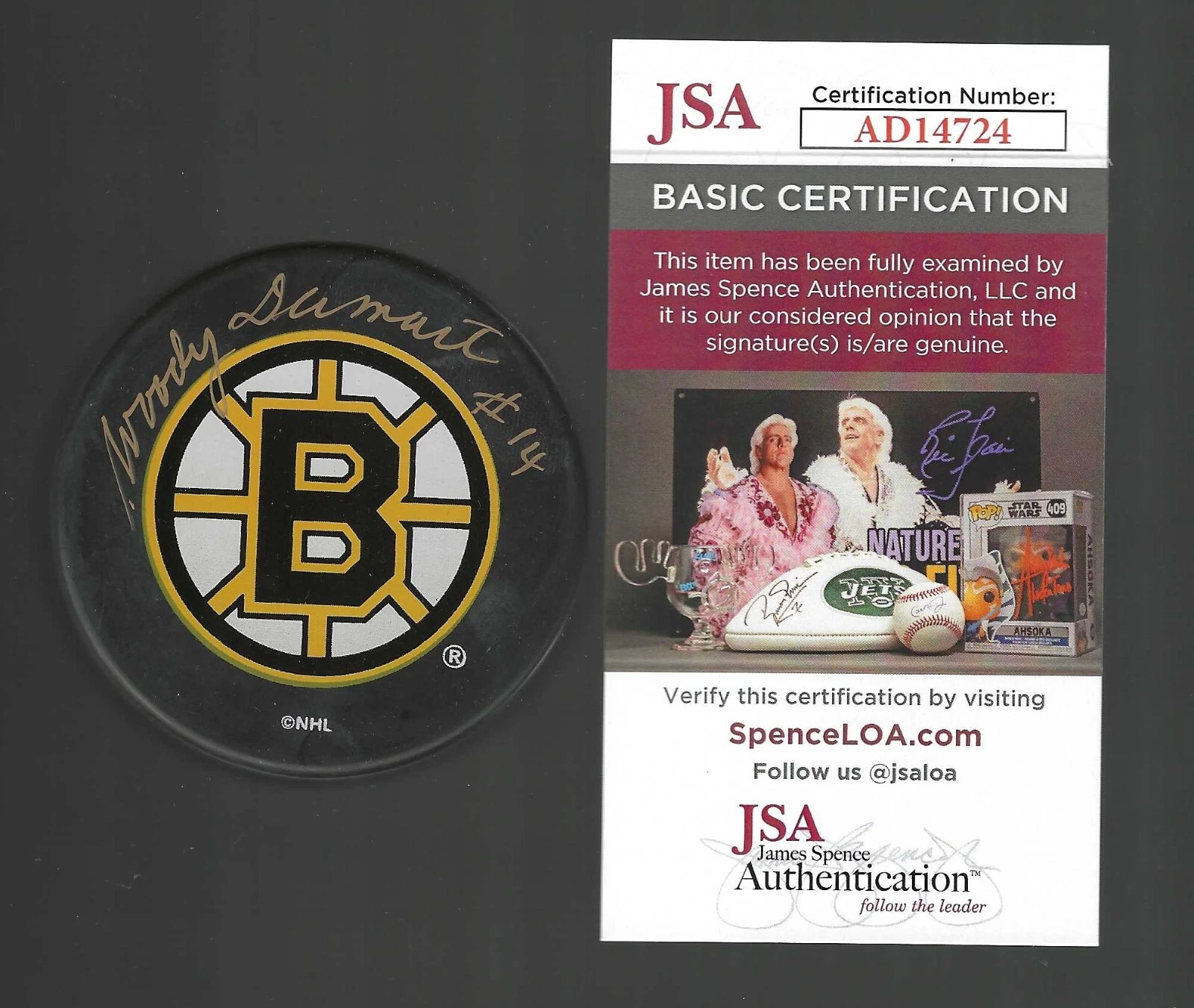 Woody Dumart Signed Boston Bruins Souvenir Puck JSA COA
