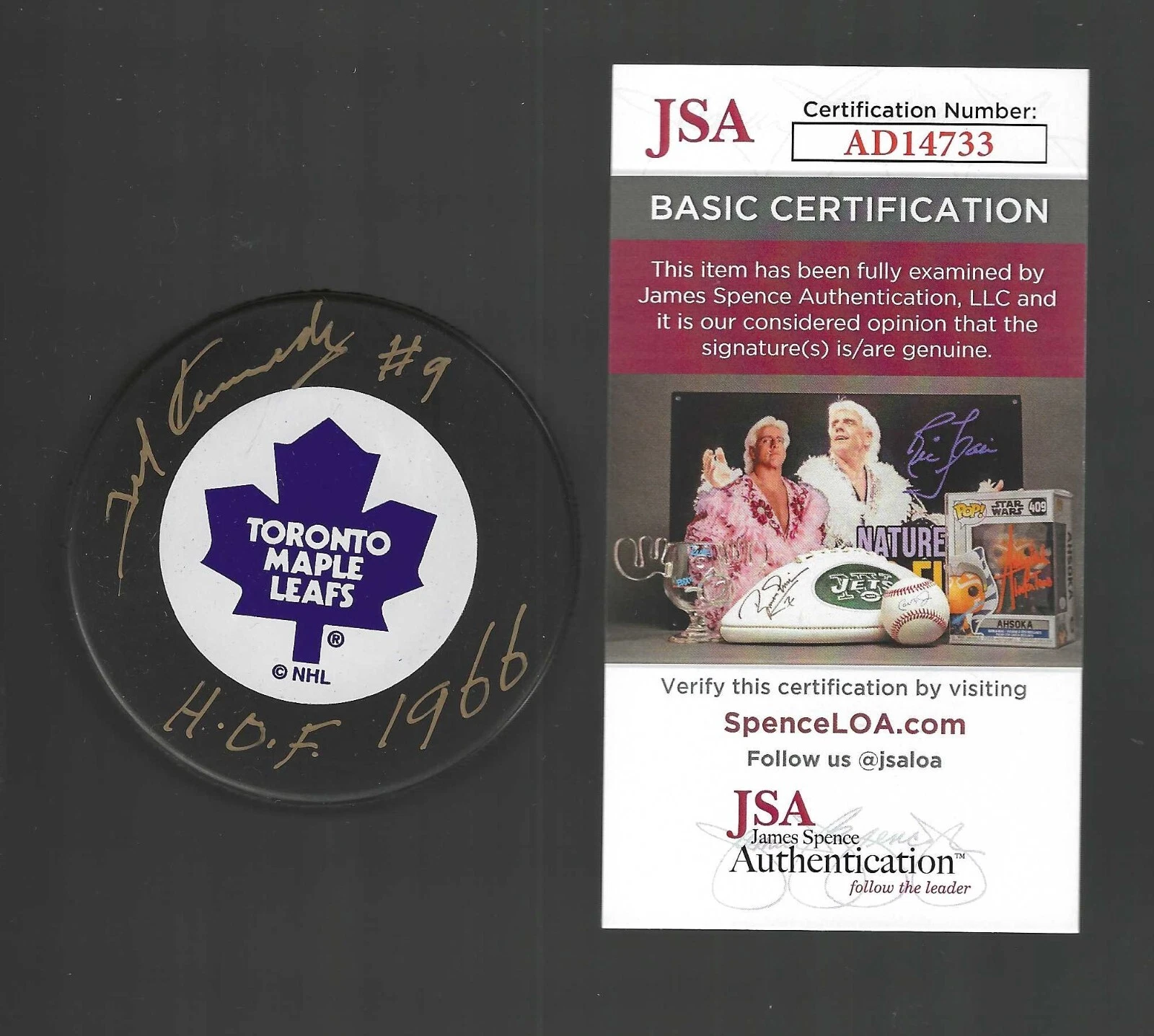 Ted Kennedy Signed & Inscribed Toronto Maple Leafs Trench Puck JSA COA
