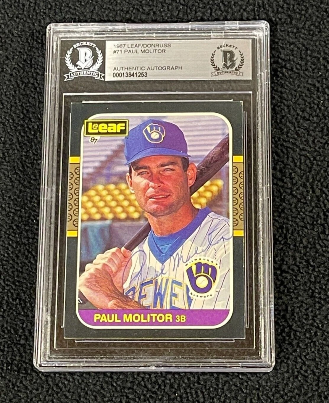Paul Molitor Signed Milwaukee Brewers 1987 Donruss Card #71 Beckett Certified
