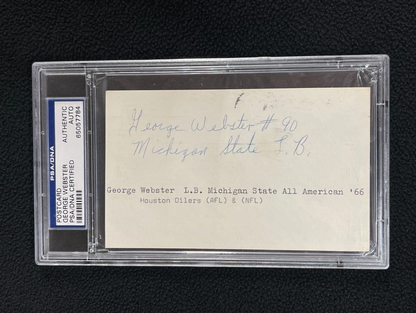 George Webster Signed PSA/DNA Certified Postcard Houston Oilers MSU
