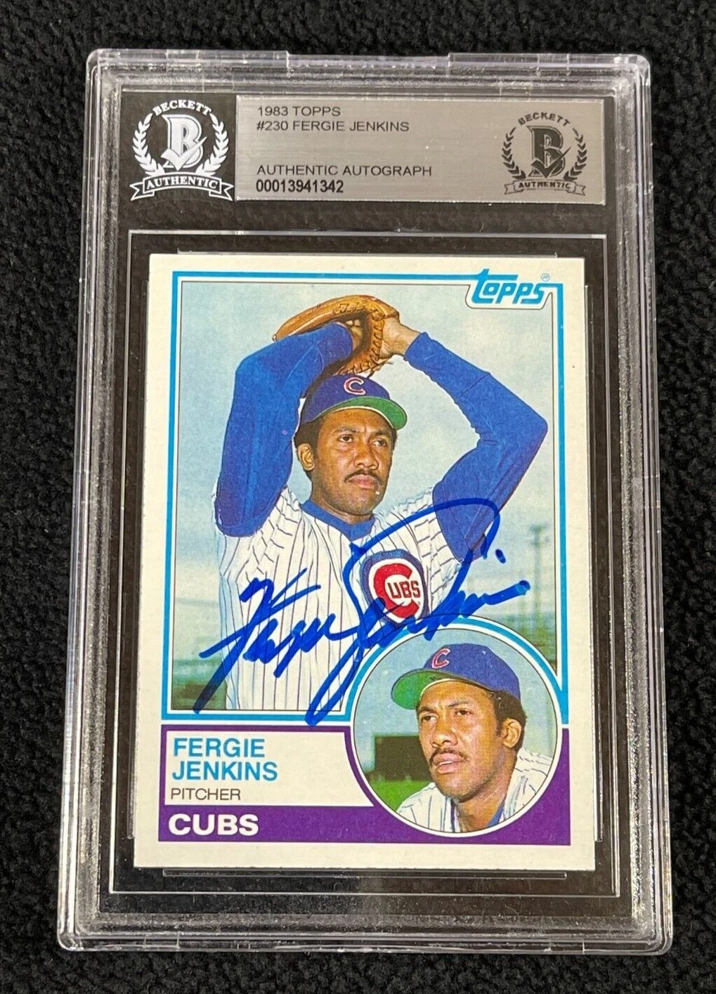 Fergie Jenkins Signed Chicago Cubs 1983 Topps Card #230 Beckett Certified
