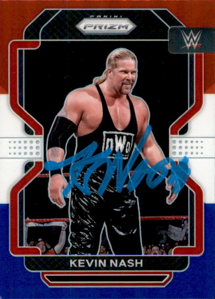 Kevin Nash Signed 2022 Panini Prizm WWE Red White Blue Refractor Card #113
