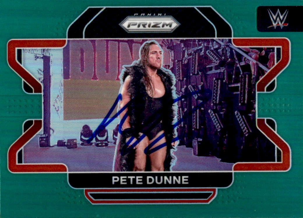 Pete Dunne Signed 2022 Panini Prizm Green WWE Card #68
