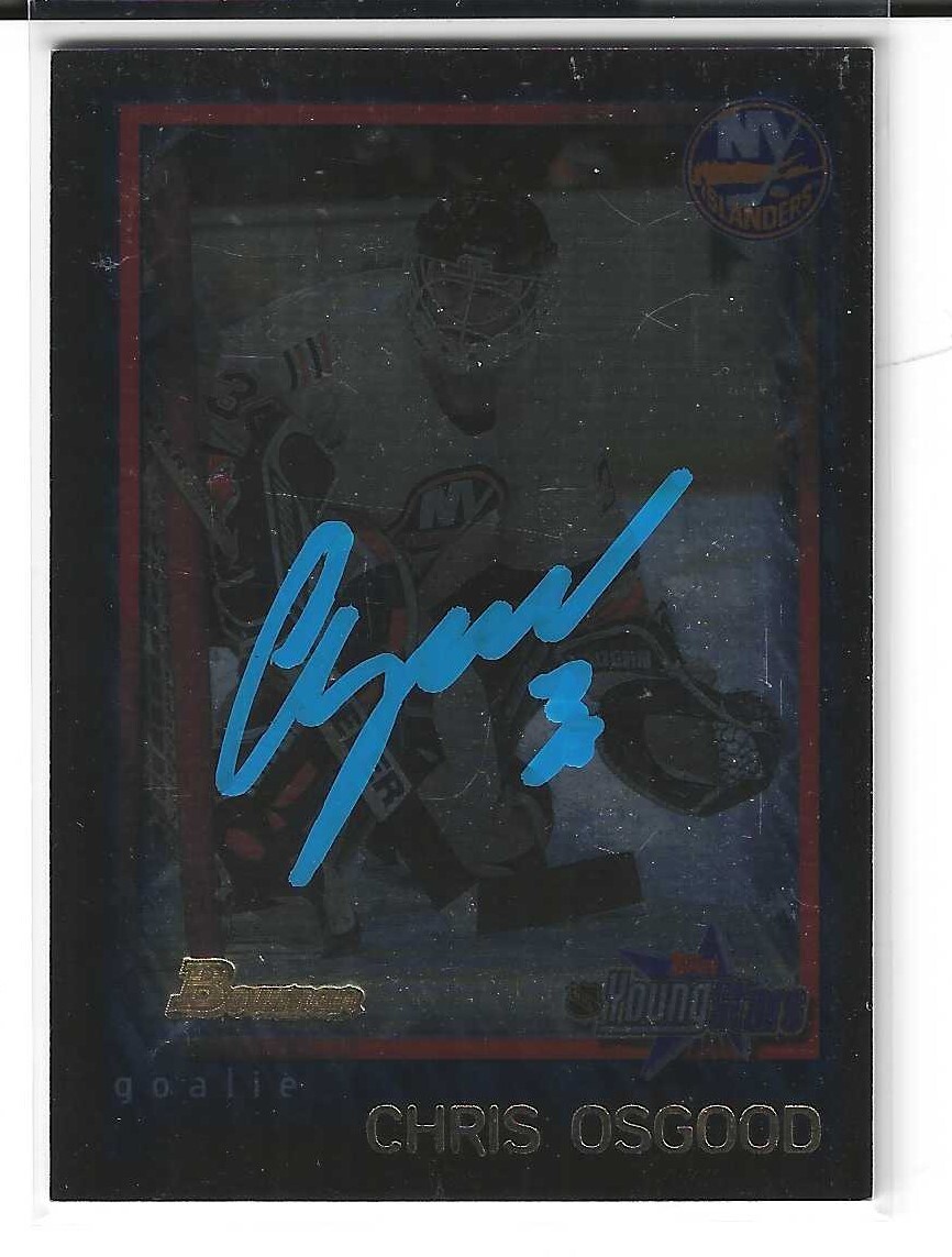 Chris Osgood Signed 2001/02 Bowman YoungStars Ice Cube Card #39 NY Islanders

