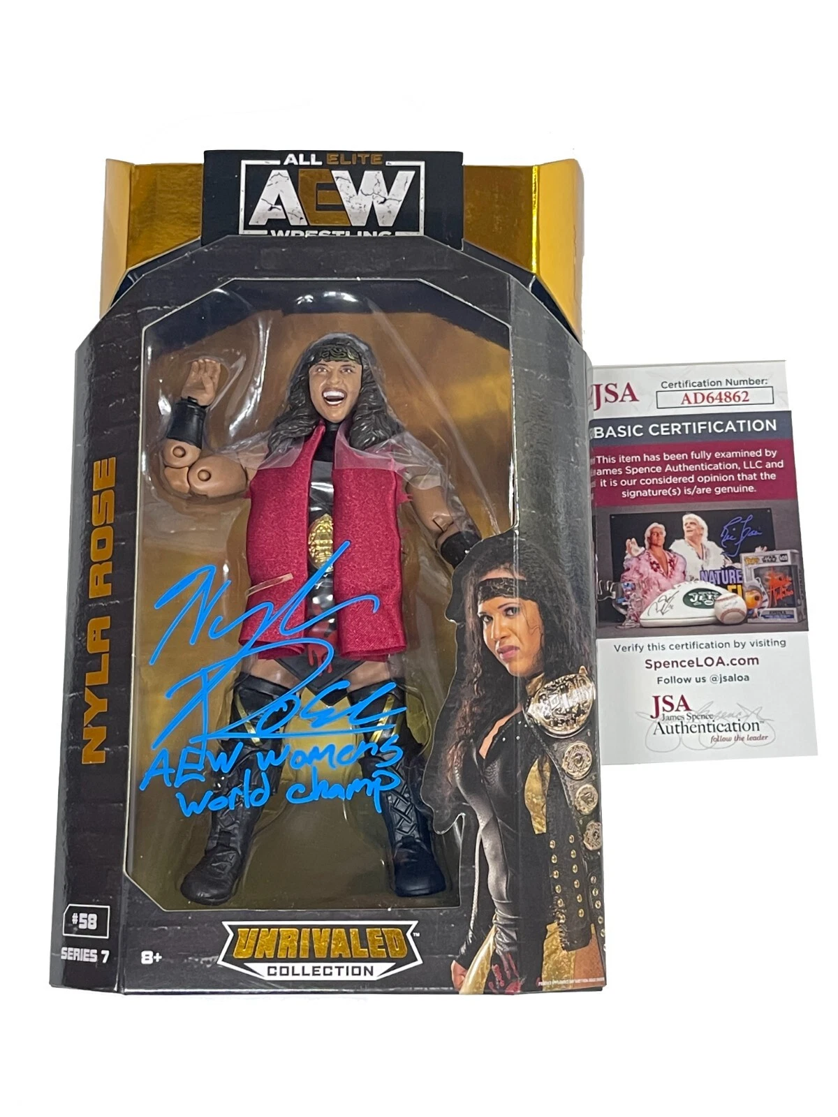 Nyla Rose Signed & Inscribed AEW Series 7 Action Figure #57 JSA COA WWE
