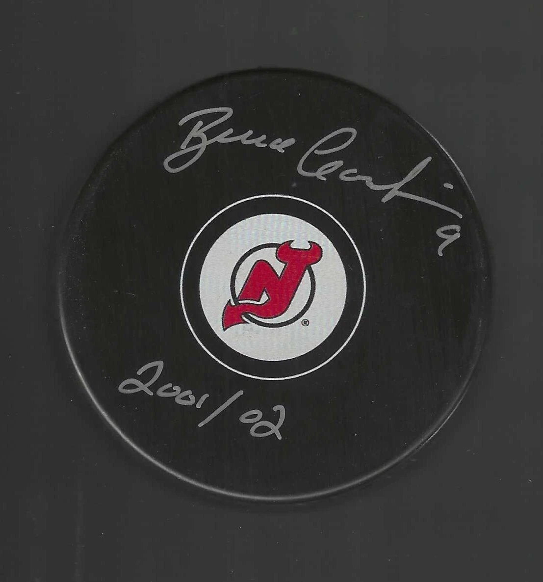 Bruce Gardiner Signed & Inscribed New Jersey Devils Puck
