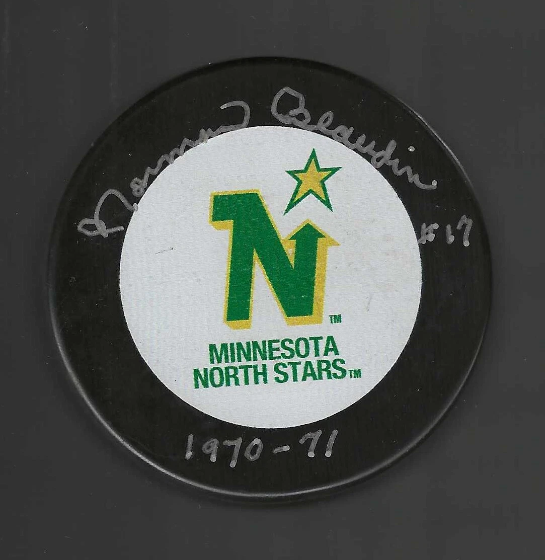 Norm Beaudin Signed & Inscribed Minnesota North Stars Puck
