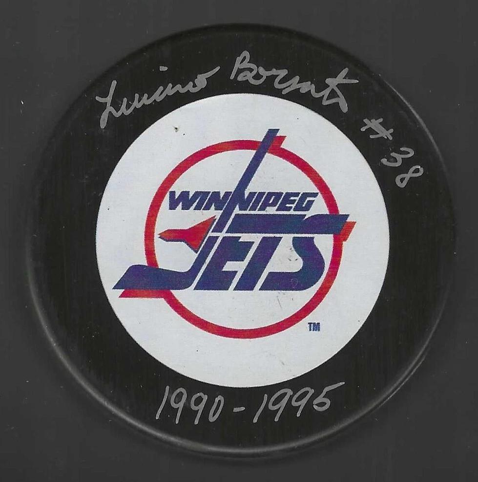 Luciano Borsato Signed & Inscribed Winnipeg Jets Puck
