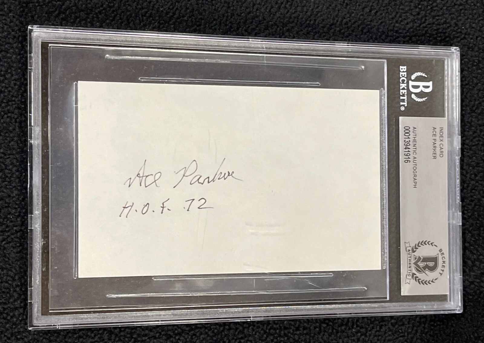 Ace Parker Signed Index Card Beckett Certified Brooklyn Dodgers
