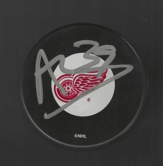 Alex Nedeljkovic Signed Detroit Red Wings Large Logo Puck
