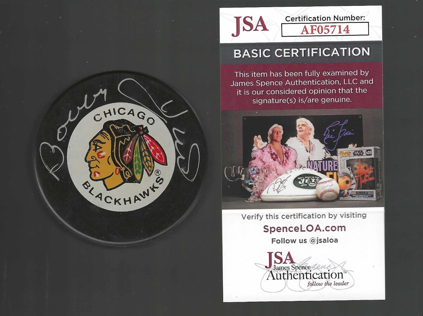 Bobby Hull Signed Winnipeg Jets Trench Puck JSA COA
