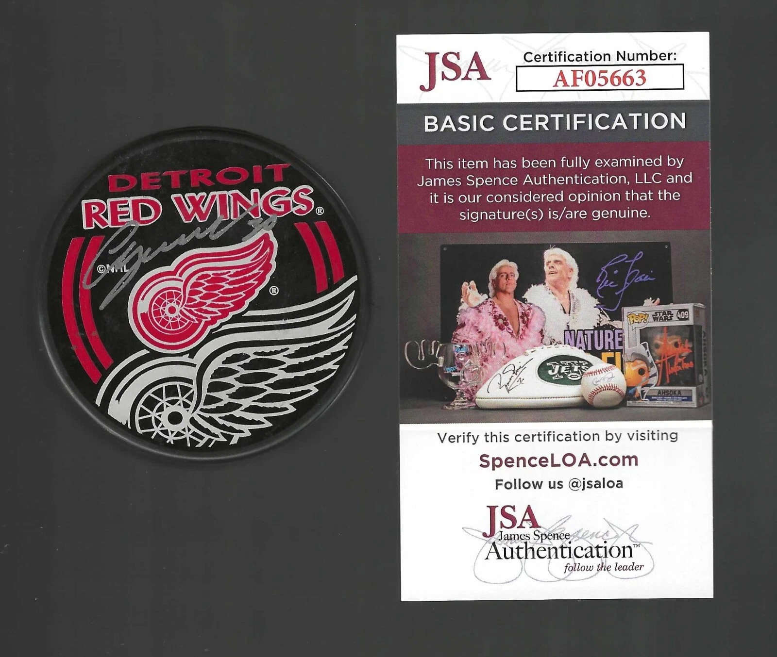 Chris Osgood Signed Detroit Red Wings Souvenir Puck JSA COA AF05663
