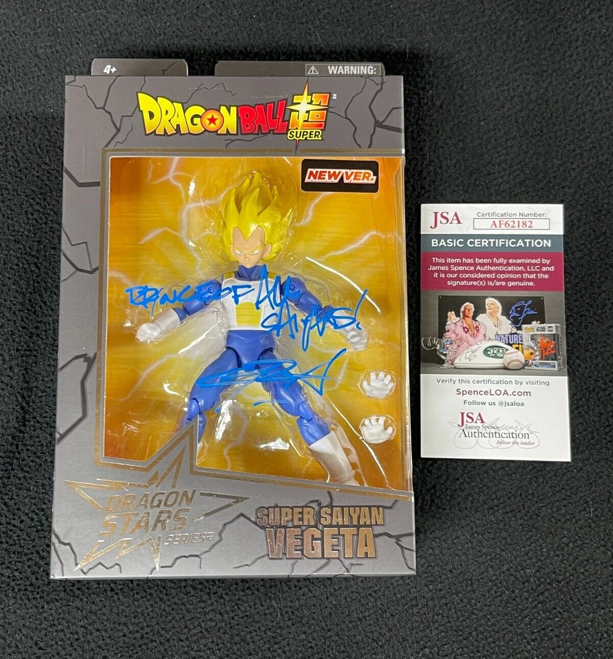 Chris Sabat Signed Inscribed Dragon Ball Z Super Saiyan Vegeta Figure JSA COA
