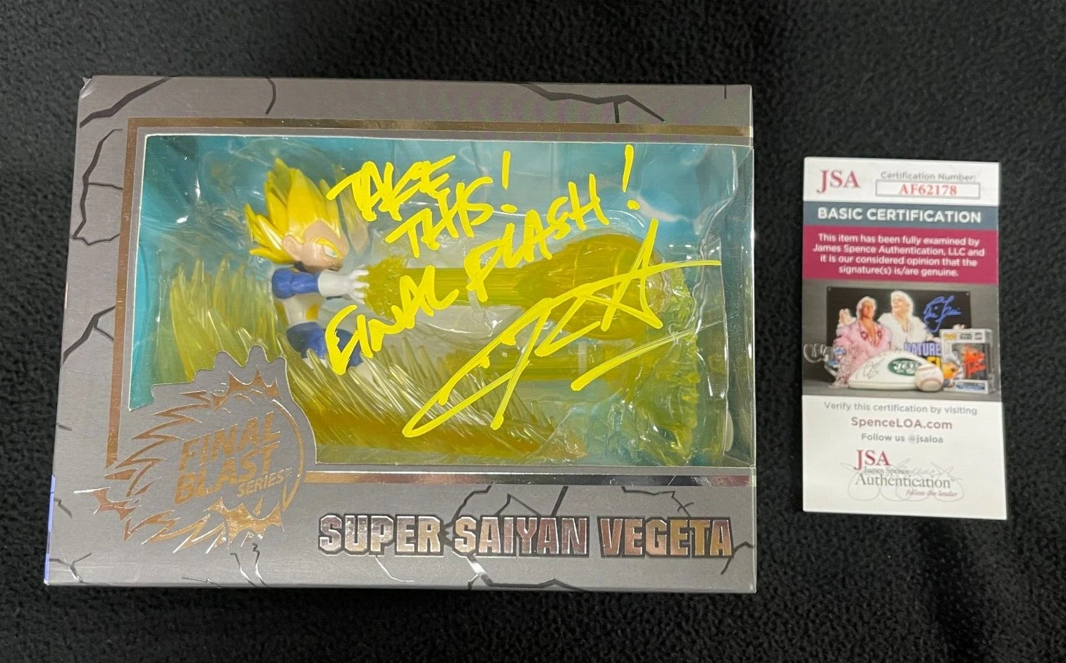 Chris Sabat Signed Inscribed Dragon Ball Z Super Saiyan Vegeta Figure JSA COA
