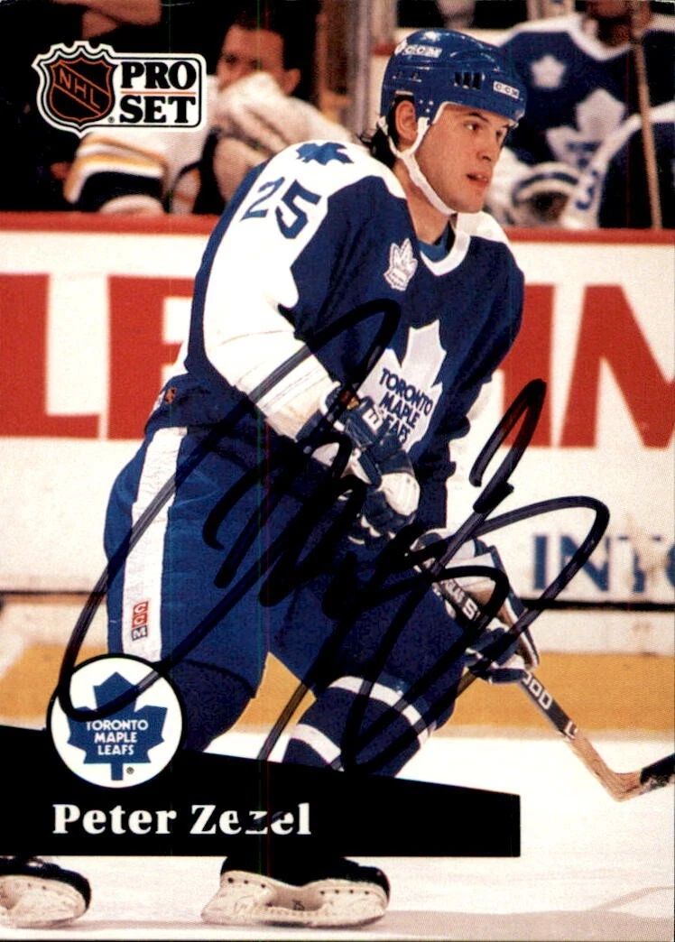 Peter Zezel Signed 1991/92 Pro Set French Card #227 Toronto Maple Leafs
