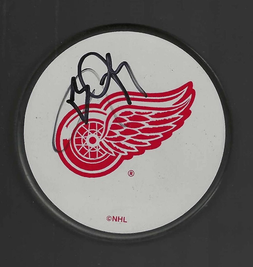 Jason Wooley Signed Detroit Red Wings White Logo Puck
