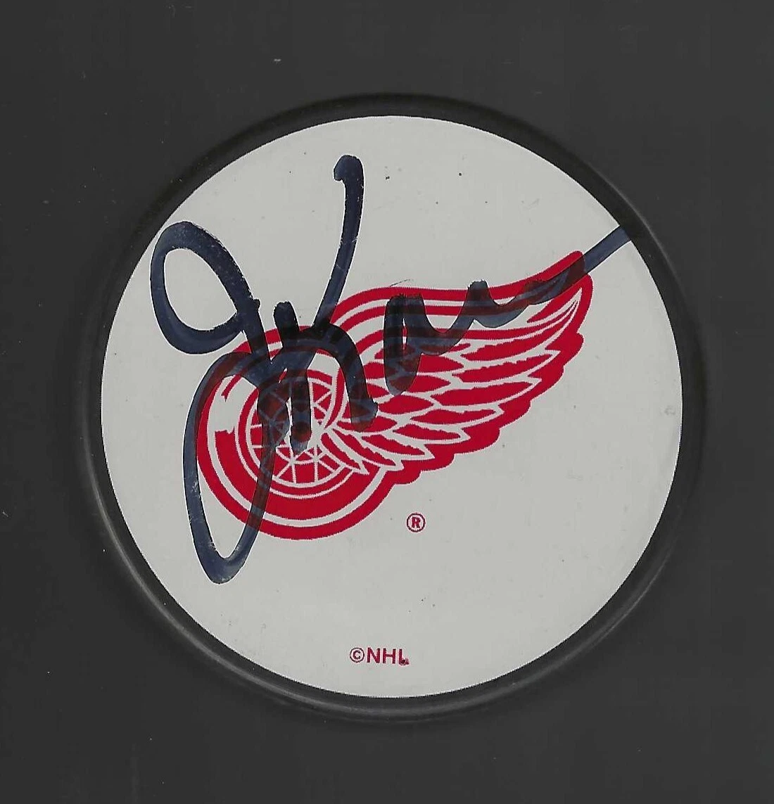 Joe Kocur Signed Detroit Red Wings White Logo Souvenir Puck
