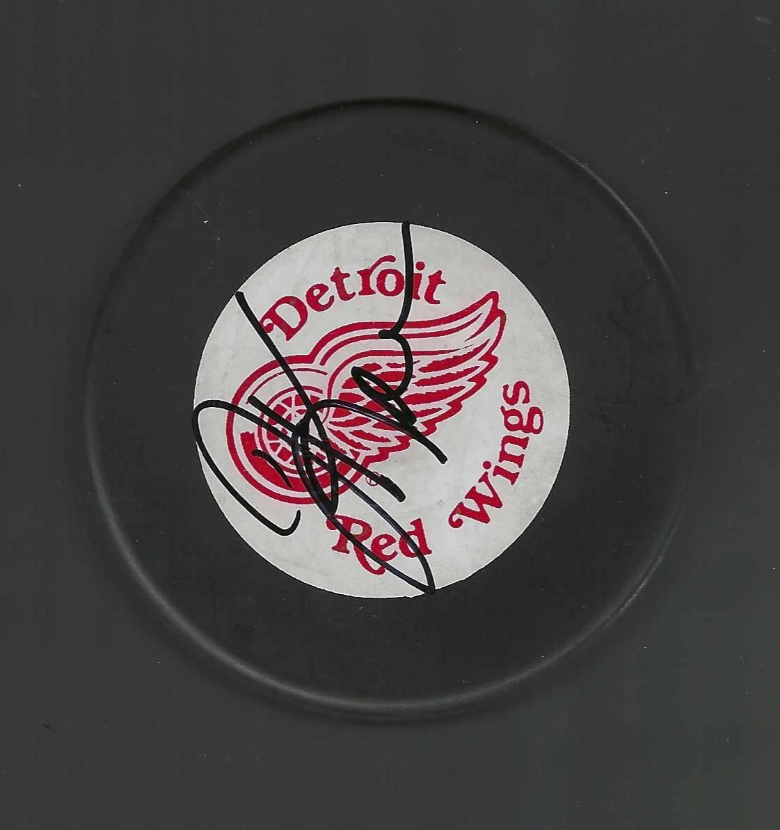 Joe Kocur Signed Detroit Red Wings White Trench Puck
