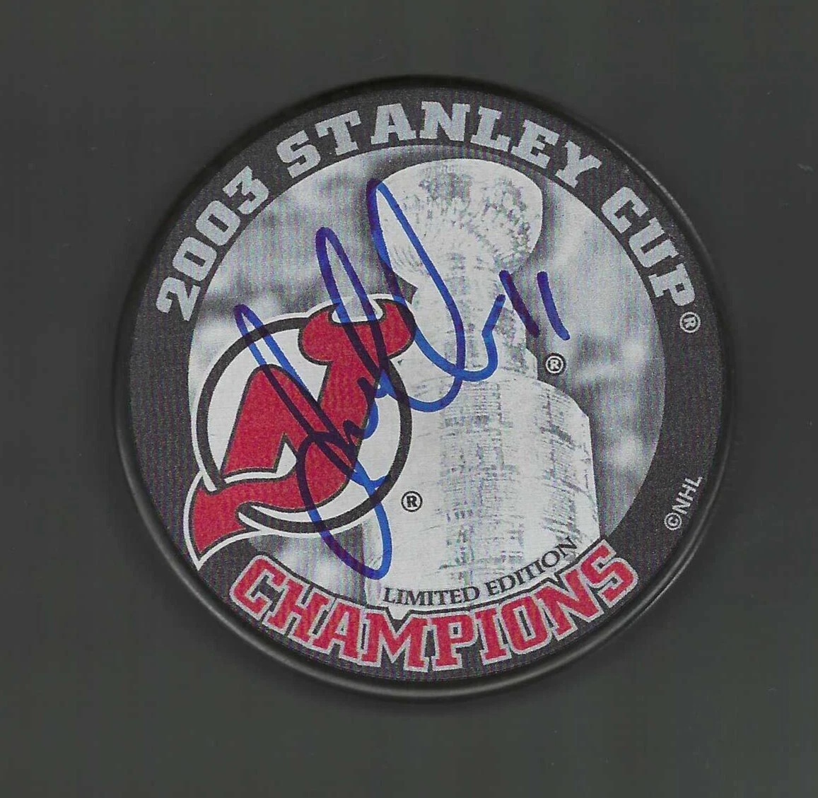 John Madden Signed New Jersey Devils 2003 Stanley Cup Champions Puck
