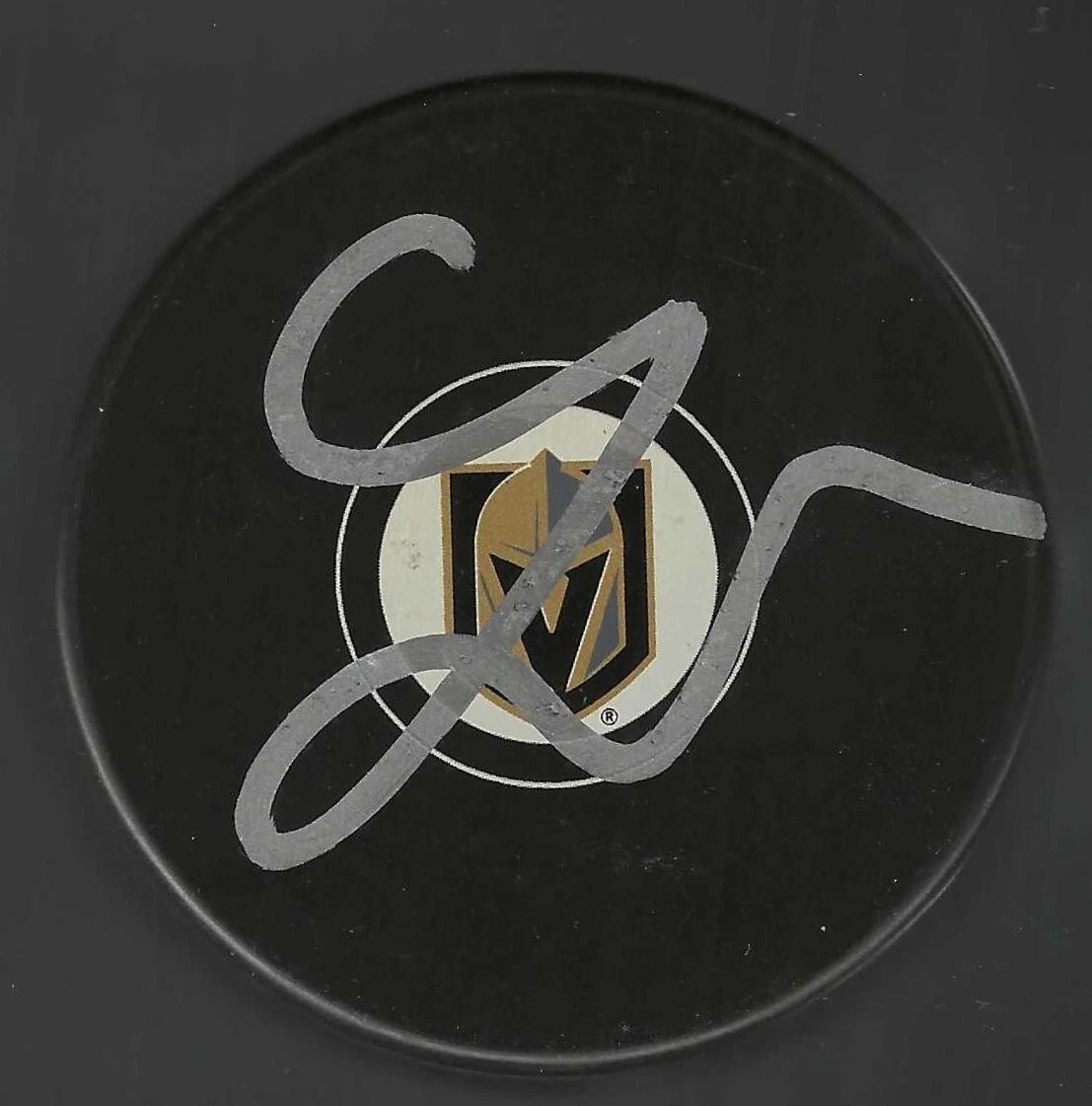 Matyas Sapovaliv Signed Vegas Golden Knights Puck Saginaw Spirit
