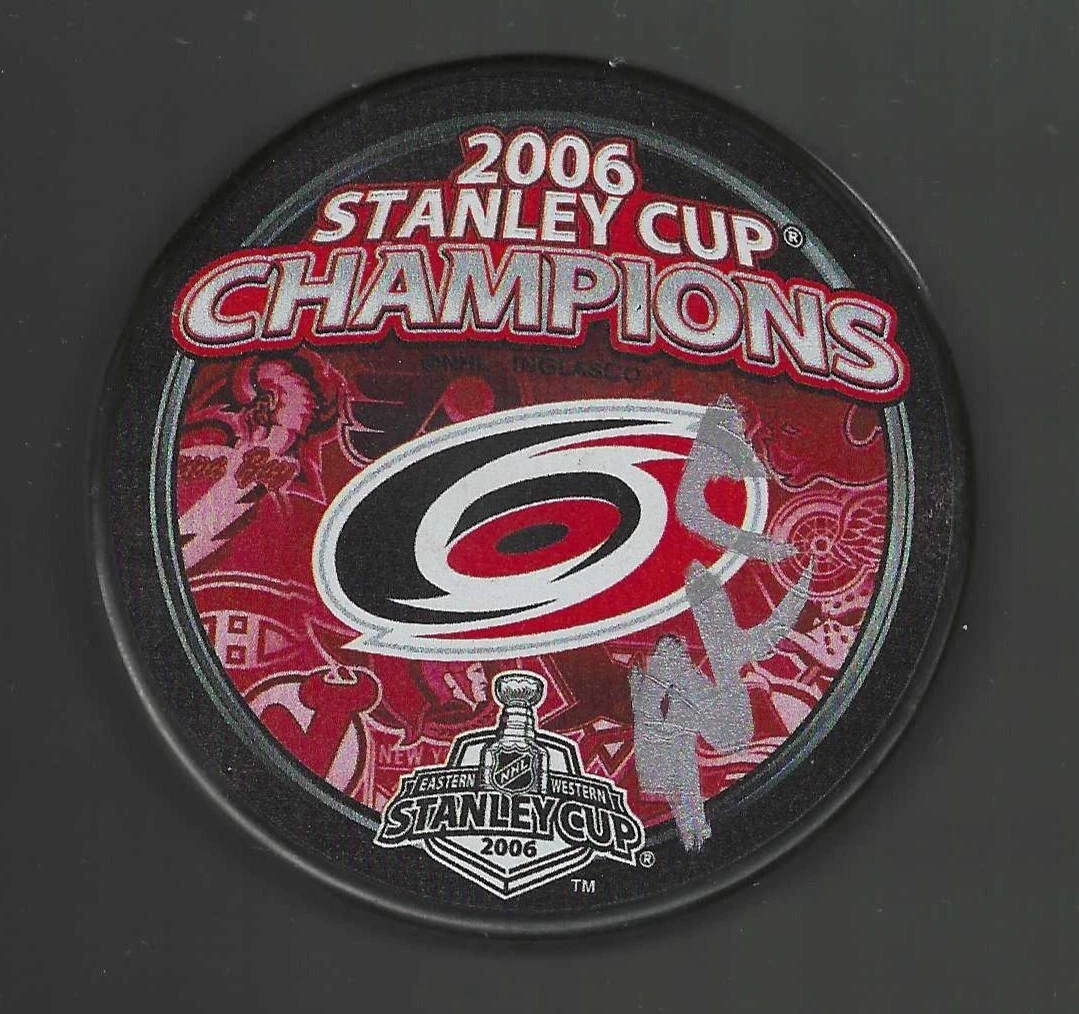 Kevyn Adams Signed Carolina Hurricanes 2006 Stanley Cup Champions Puck Silver
