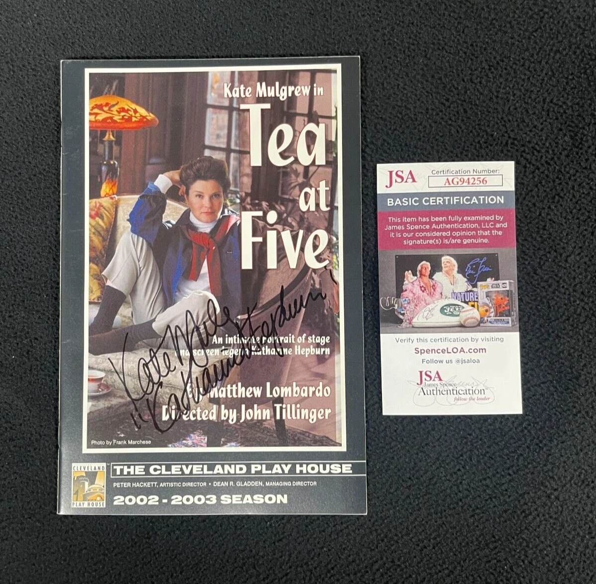 Kate Mulgrew Signed Tea At Five Program Audrey Hepburn JSA COA Star Trek Voyager
