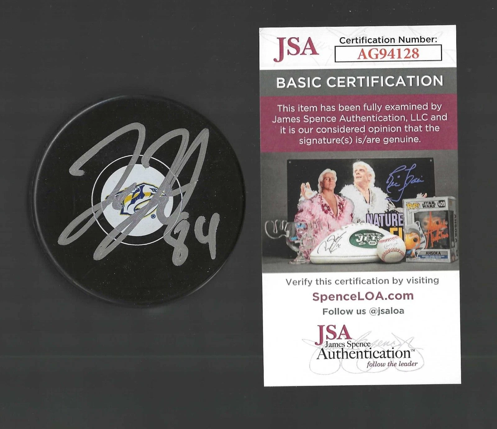 Tanner Jeannot Signed Nashville Predators Puck JSA COA
