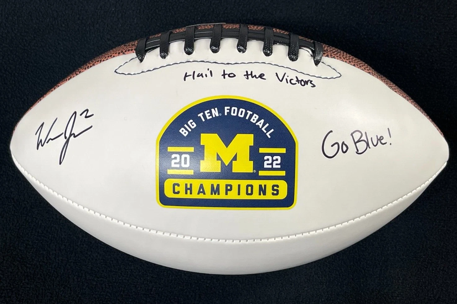 WILL JOHNSON SIGNED MULTI INSCRIBED MICHIGAN WOLVERINES BIG TEN CHAMPS FOOTBALL COLLECTIBLE MEMORABILIA